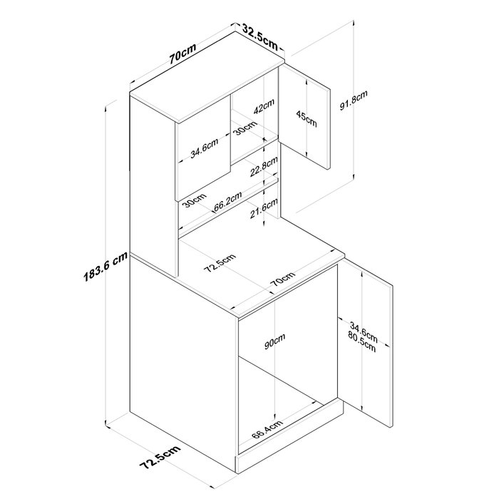 Hanah Home Armario para Lavadora KD102 - 2160 - Nogal, Organizador Funcional para Lavadero